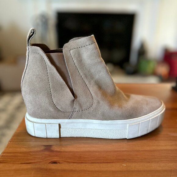 Dolce Vita Taupe Suede Ankle Platform Bootie Women's Size 8.5M Good Condition - Picture 6 of 11